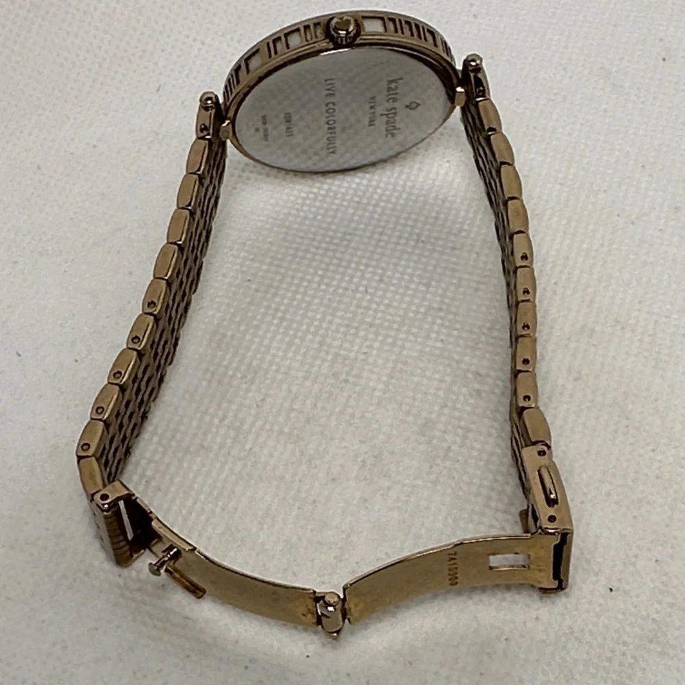 Kate Spade New York Varick Bracelet 36mm Watch Gold Bracelet Striped Face 2.75”